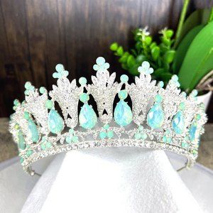 Vintage Bridal Wedding Tiara Crystal Gemstone Queen Silver Crown for Bridal Gift